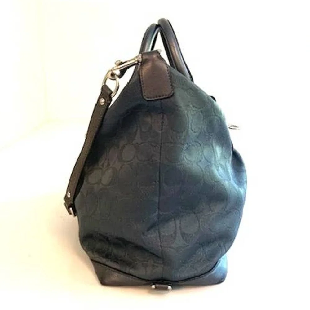 Coach Ashley Sateen & Leather Two-Way Shoulder Satchel Metallic Charcoal Grey - Picture 4 of 8
